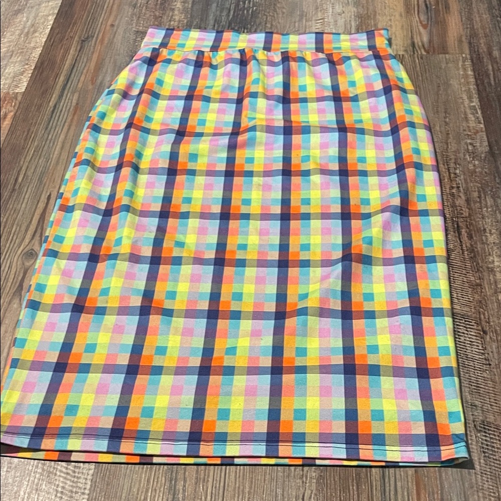 Vibrant Multicolor Plaid Midi Skirt